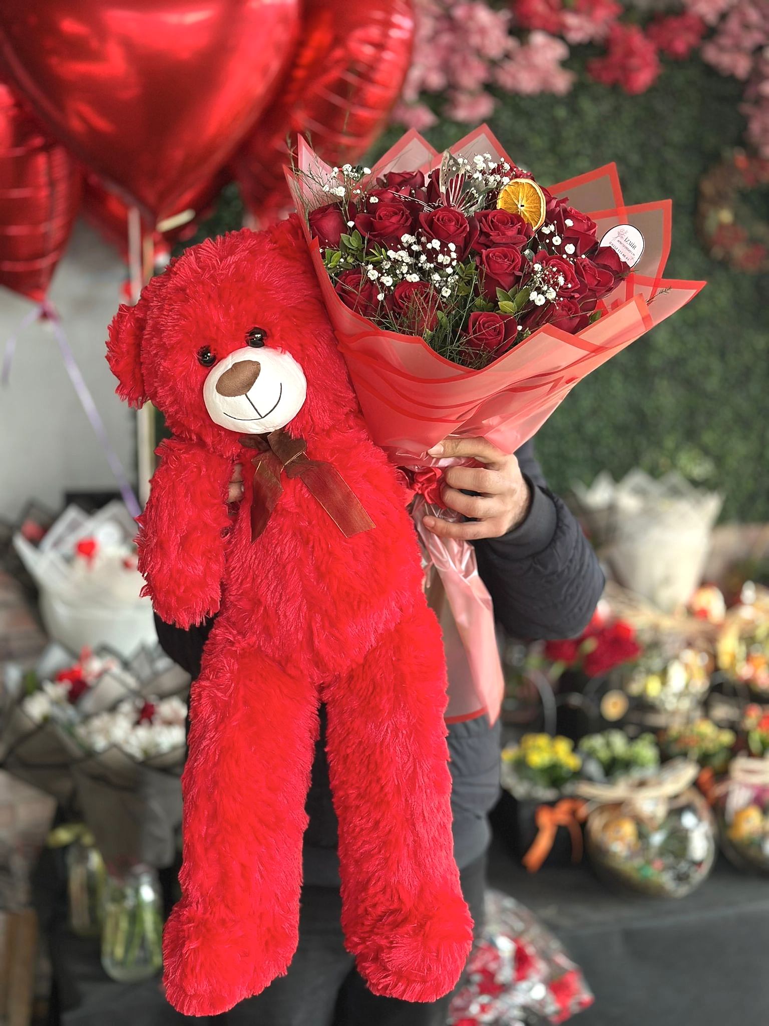 20'li Kırmızı Gül Buketi ve Ayıcık